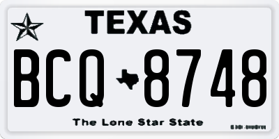 TX license plate BCQ8748