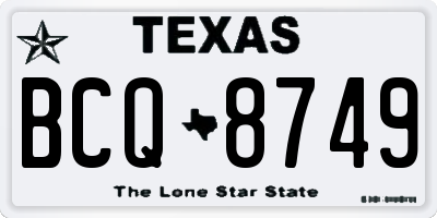 TX license plate BCQ8749