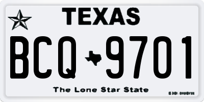 TX license plate BCQ9701