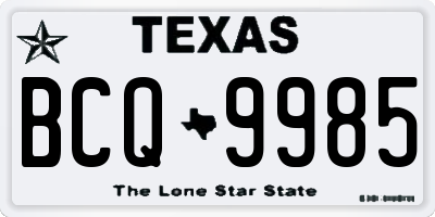 TX license plate BCQ9985