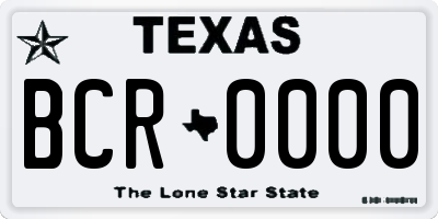 TX license plate BCR0000