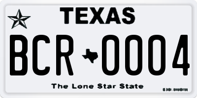 TX license plate BCR0004