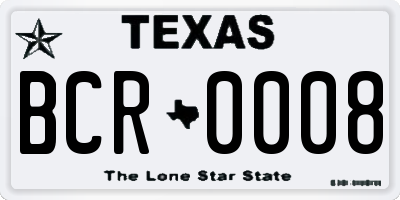 TX license plate BCR0008