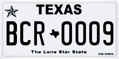 TX license plate BCR0009