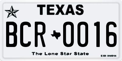 TX license plate BCR0016
