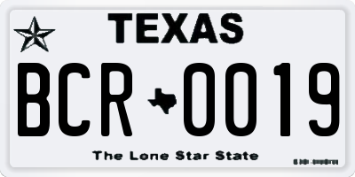 TX license plate BCR0019