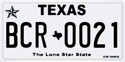 TX license plate BCR0021
