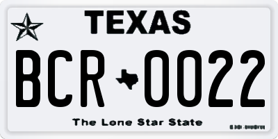 TX license plate BCR0022