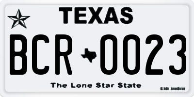 TX license plate BCR0023