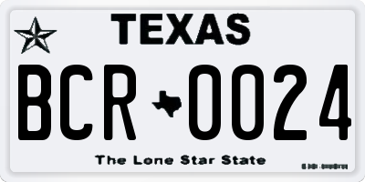 TX license plate BCR0024