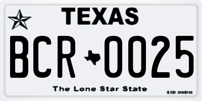 TX license plate BCR0025