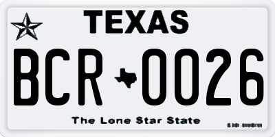 TX license plate BCR0026