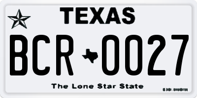 TX license plate BCR0027