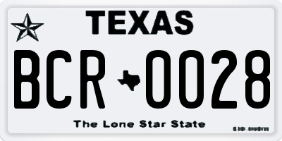 TX license plate BCR0028