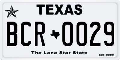 TX license plate BCR0029