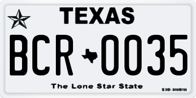 TX license plate BCR0035