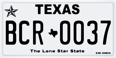 TX license plate BCR0037