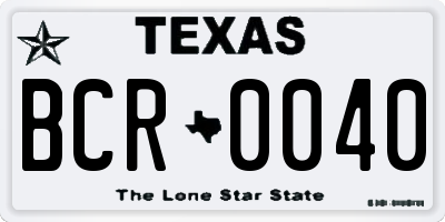 TX license plate BCR0040