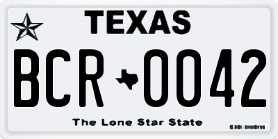 TX license plate BCR0042