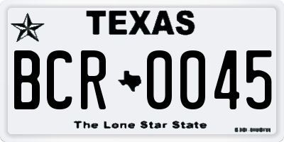 TX license plate BCR0045