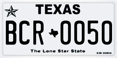 TX license plate BCR0050