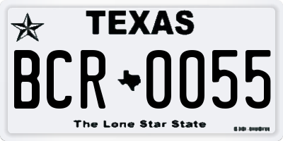 TX license plate BCR0055