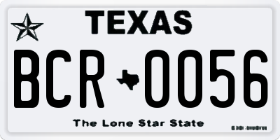 TX license plate BCR0056