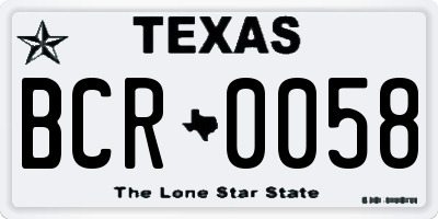 TX license plate BCR0058