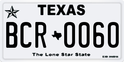 TX license plate BCR0060