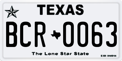 TX license plate BCR0063