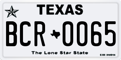 TX license plate BCR0065