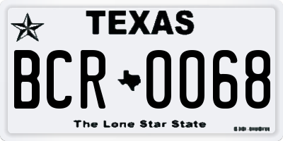 TX license plate BCR0068