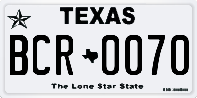 TX license plate BCR0070