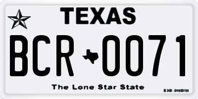 TX license plate BCR0071