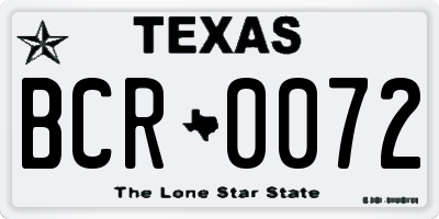 TX license plate BCR0072