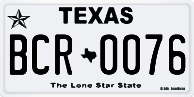 TX license plate BCR0076