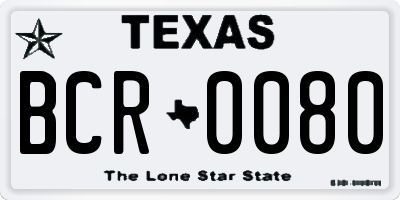 TX license plate BCR0080