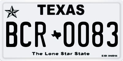 TX license plate BCR0083