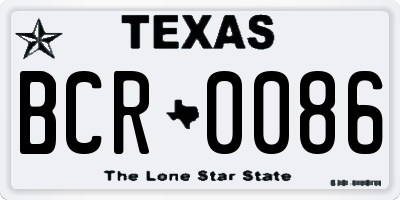 TX license plate BCR0086