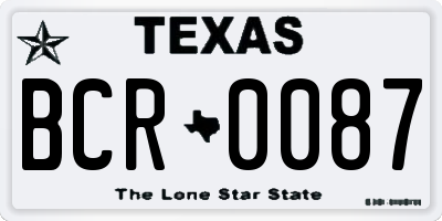 TX license plate BCR0087
