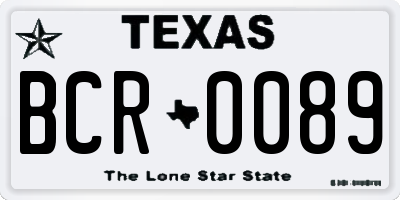 TX license plate BCR0089