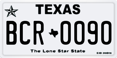 TX license plate BCR0090