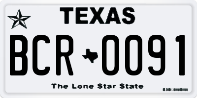 TX license plate BCR0091