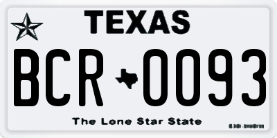 TX license plate BCR0093