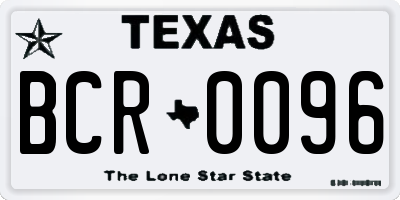TX license plate BCR0096