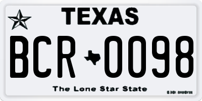 TX license plate BCR0098