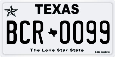 TX license plate BCR0099