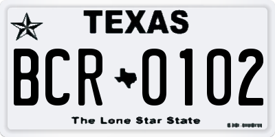 TX license plate BCR0102