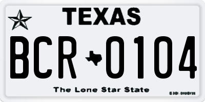 TX license plate BCR0104