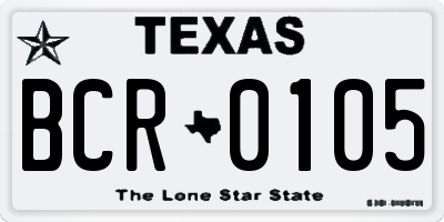 TX license plate BCR0105
